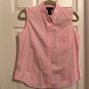 Pink sleeveless LRL button down